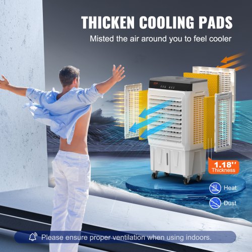 Evaporative Air Cooler 2100 CFM 135° Oscillating Swamp Cooler with Adjustable 3