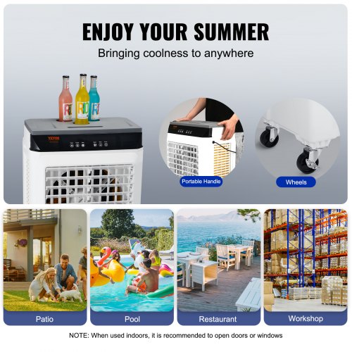 Evaporative Air Cooler 2100 CFM 135° Oscillating Swamp Cooler with Adjustable 3