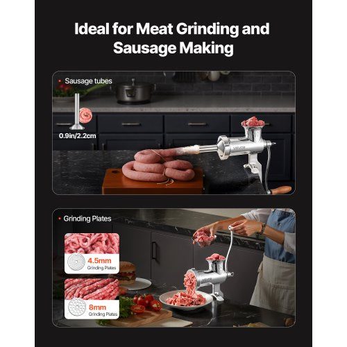 Manual Meat Grinder 304 Stainless Steel Hand Meat Grinder with Steel Table