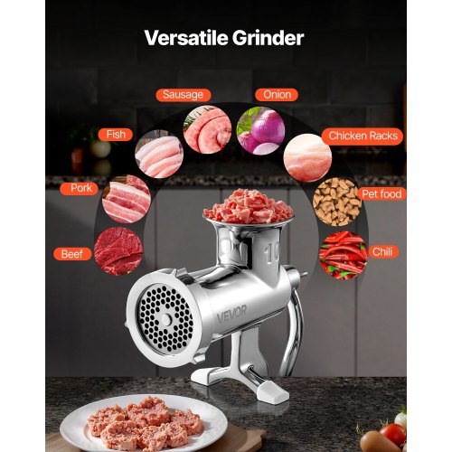 Manual Meat Grinder 304 Stainless Steel Hand Meat Grinder with Steel Table
