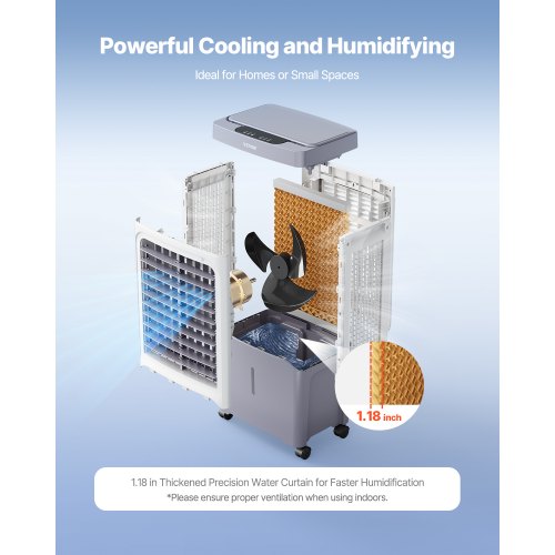 Evaporative Air Cooler 1800 CFM with 6.8 Gallon Water Tank Swamp Cooler