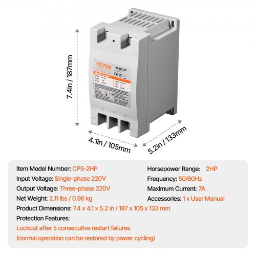 3 Phase Converter – 2HP 7A 220V Single Phase to 3 Phase Converter 220V