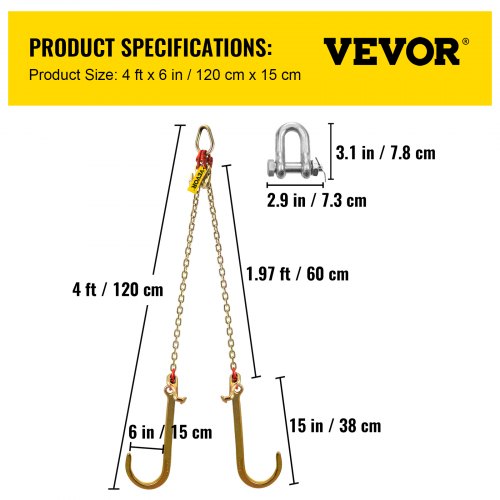 V Bridle Chain 516 in x 2 ft Bridle Tow Chain Grade 80 VBridle Transport