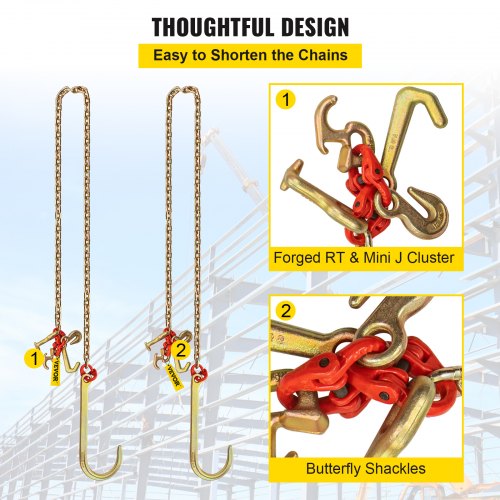 J Hook Chain 516 in x 10 ft Bridle Tow Chain G80 Bridle Transport Chain