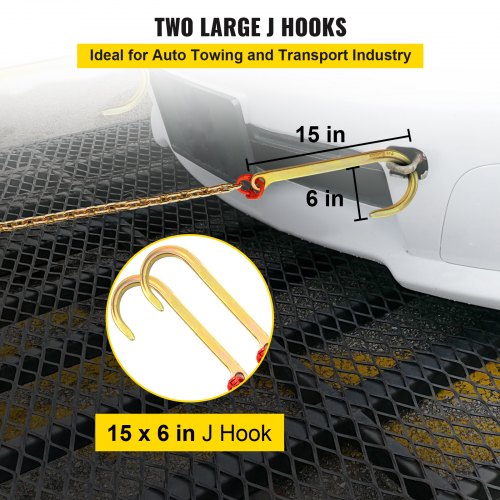 J Hook Chain 516 in x 10 ft Bridle Tow Chain G80 Bridle Transport Chain
