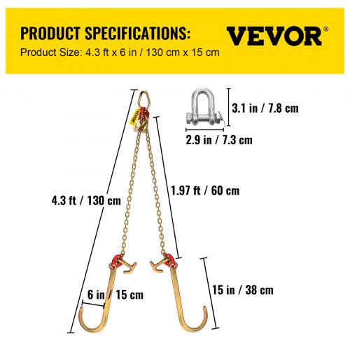 V Bridle Chain 516 in x 2 ft Tow Chain Bridle Grade 80 VBridle Transport