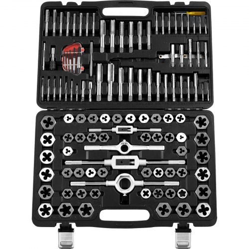 Tap and Die Set 116Piece Include Metric and SAE Size Bearing Steel Taps