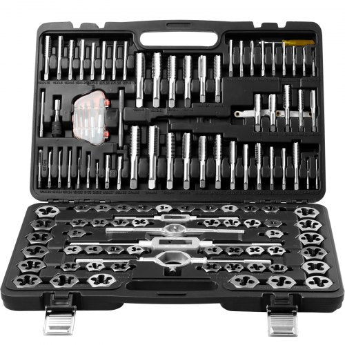 Tap and Die Set 116Piece Include Metric and SAE Size Bearing Steel Taps