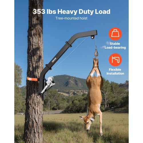 Tree Mounted Deer Hoist 353 lbs Load Capacity Hunting Game Hoist Winch