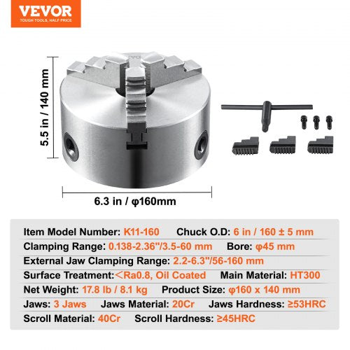 3Jaw Lathe Chuck 6 SelfCentering Lathe Chuck 014 63 in35160 mm