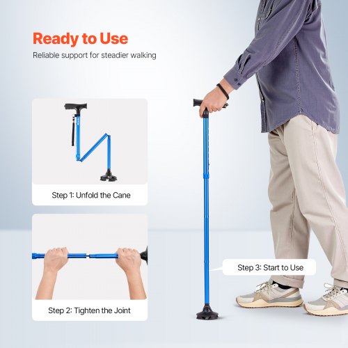 Walking Cane for Man Woman Folding Walking Stick with 8Level Adjustable