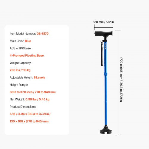 Walking Cane for Man Woman Folding Walking Stick with 8Level Adjustable
