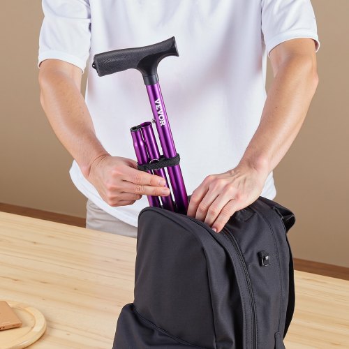Walking Cane Folding Walking Stick with 8Level Height 4Pronged Pivoting
