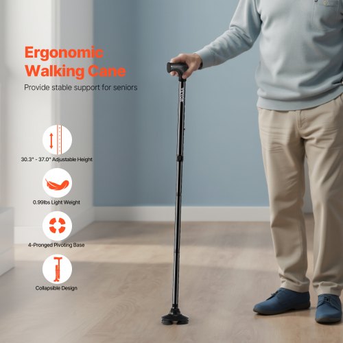 Walking Cane for Man Woman Folding Walking Stick with 8Level Adjustable