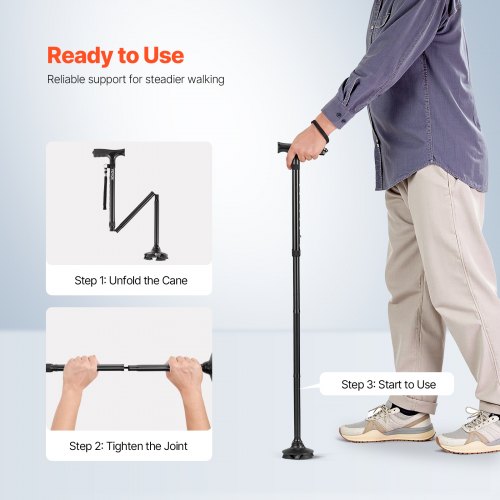 Walking Cane for Man Woman Folding Walking Stick with 8Level Adjustable