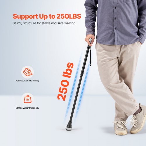 Walking Cane Folding Walking Stick with 8Level Adjustable Height Pivoting