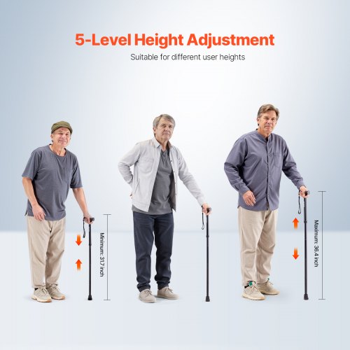 Walking Cane for Man Woman Folding Walking Stick with 5Level Adjustable