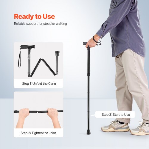 Walking Cane for Man Woman Folding Walking Stick with 5Level Adjustable