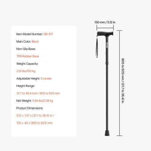 Walking Cane for Man Woman Folding Walking Stick with 5Level Adjustable