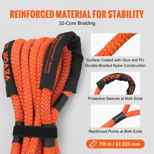 78 x 20 Kinetic Recovery Tow Rope 30580 lbs HeavyDuty Off Road Snatch