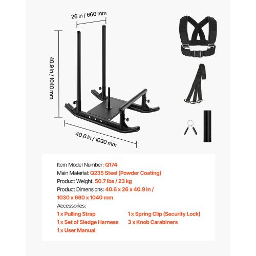 Weight Sled Steel Power Sled Fitness Strength Training Sleds for Athletic 1