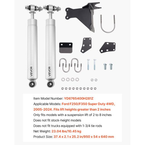 Dual Steering Stabilizer for 20052024 Ford F250F350 Super Duty 4WD