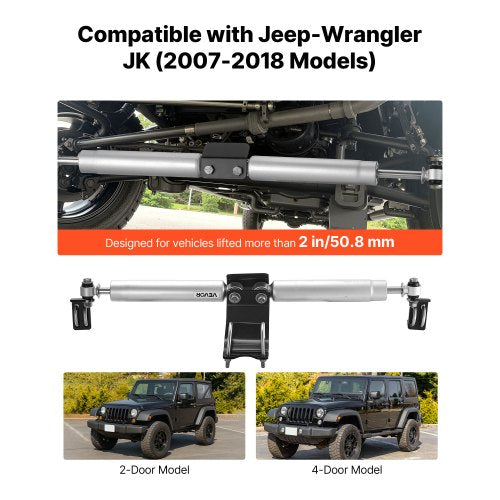 Dual Steering Stabilizer for 20072018 Jeep Wrangler JK Dual Steering