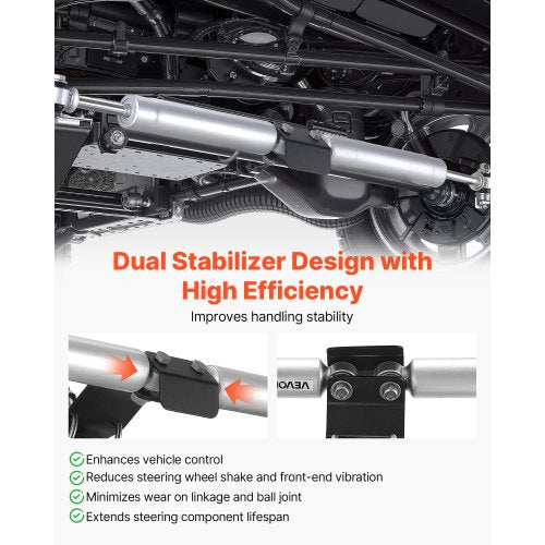 Dual Steering Stabilizer for 20072018 Jeep Wrangler JK Dual Steering