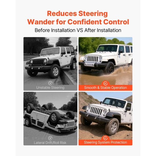 Dual Steering Stabilizer for 20072018 Jeep Wrangler JK Dual Steering