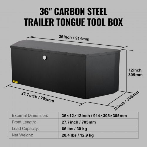Trailer Tongue Box Carbon Steel Tongue Box Tool Chest Heavy Duty Trailer