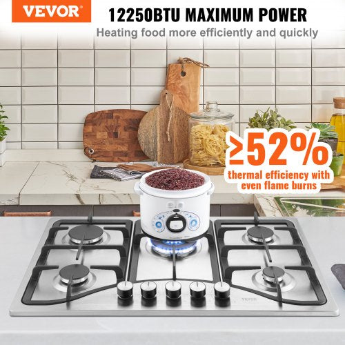 30inch Gas Cooktop 5 Burners Builtin Gas Stove Top Max 12250BTU NGLPG