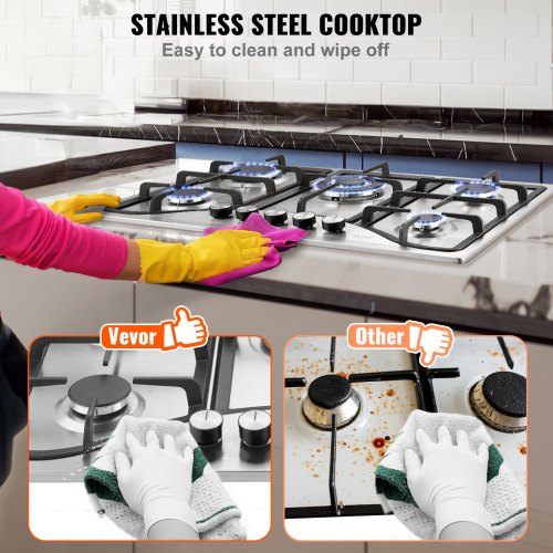 30inch Gas Cooktop 5 Burners Builtin Gas Stove Top Max 12250BTU NGLPG