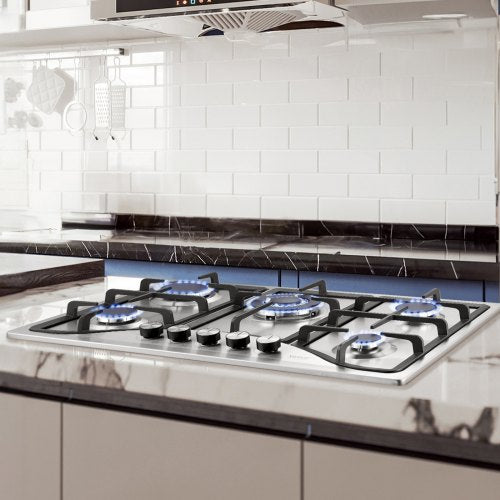 30inch Gas Cooktop 5 Burners Builtin Gas Stove Top Max 12250BTU NGLPG