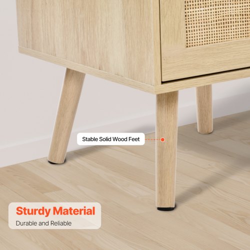 Rattan Nightstand Boho Bedside Table with 2 Drawers Rattan End Table