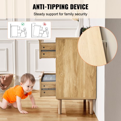 3 Drawer Rattan Dresser Natural Rattan Closet Dresser with 3 Drawers
