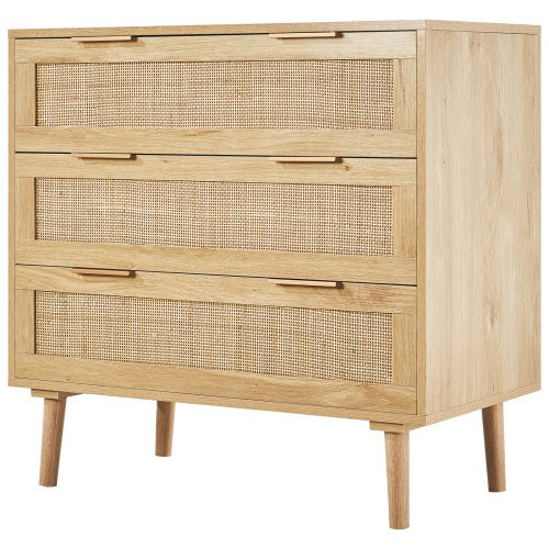 3 Drawer Rattan Dresser Natural Rattan Closet Dresser with 3 Drawers