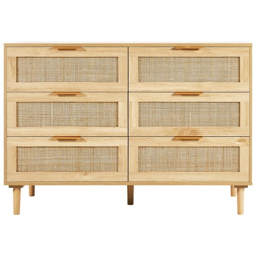 6 Drawer Rattan Dresser Boho Dresser Rattan Chest of Drawers with Spacious