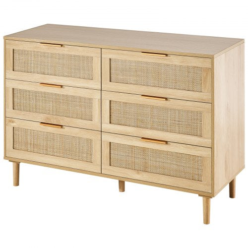 6 Drawer Rattan Dresser Boho Dresser Rattan Chest of Drawers with Spacious