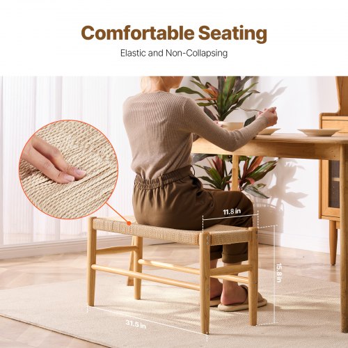 Rattan Bench Wooden Bench 31.5 Inches for Entryway Living Room Bedroom