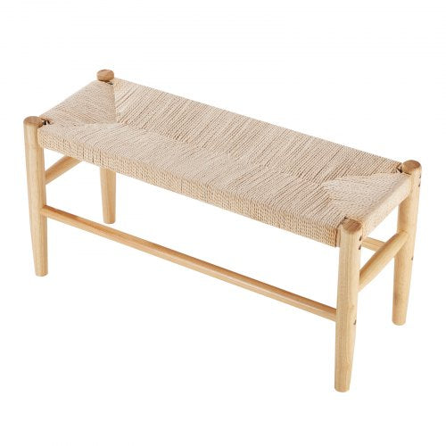 Rattan Bench Wooden Bench 31.5 Inches for Entryway Living Room Bedroom
