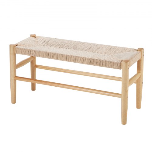Rattan Bench Wooden Bench 31.5 Inches for Entryway Living Room Bedroom