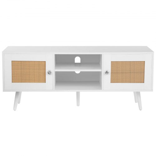 Rattan TV Stand Boho TV Cabinet for 55 inch TV Mid Century Modern TV