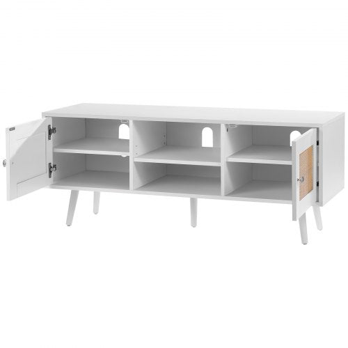 Rattan TV Stand Boho TV Cabinet for 55 inch TV Mid Century Modern TV