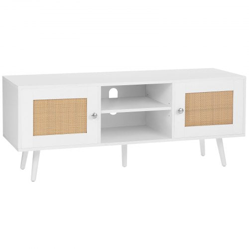 Rattan TV Stand Boho TV Cabinet for 55 inch TV Mid Century Modern TV