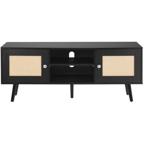 Rattan TV Stand Boho TV Cabinet for 55 inch TV Mid Century Modern TV