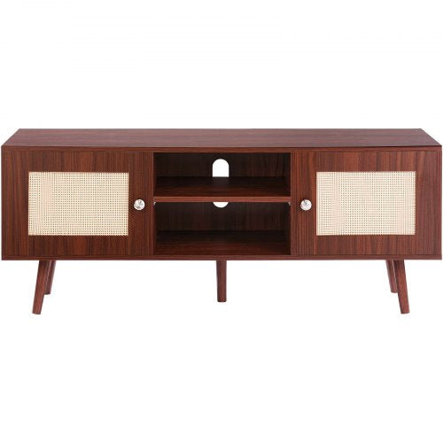 Rattan TV Stand Boho TV Cabinet for 55 inch TV Mid Century Modern TV
