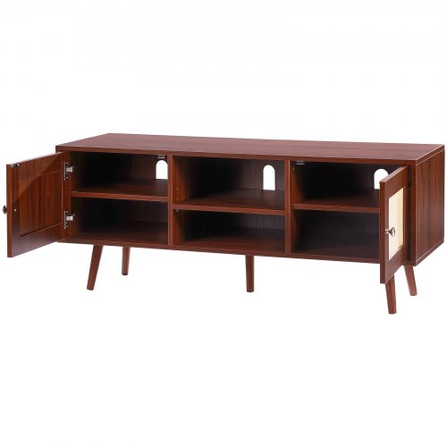 Rattan TV Stand Boho TV Cabinet for 55 inch TV Mid Century Modern TV