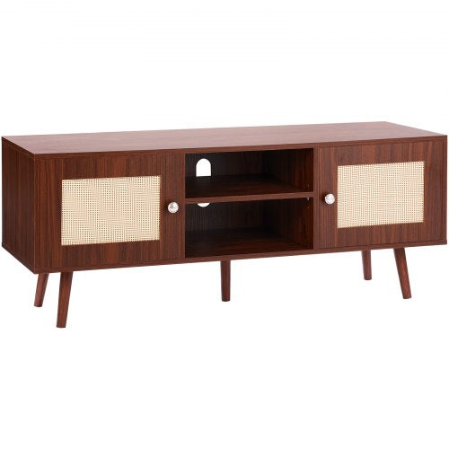 Rattan TV Stand Boho TV Cabinet for 55 inch TV Mid Century Modern TV