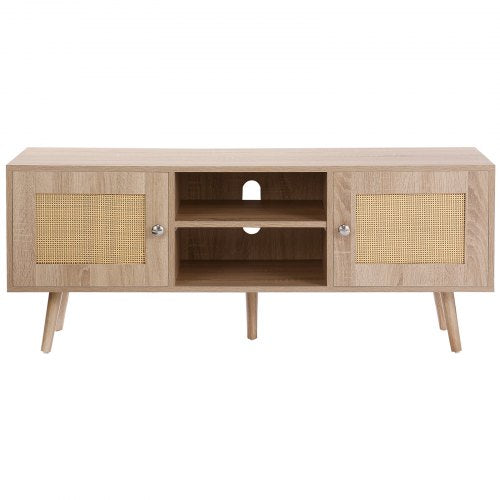 Rattan TV Stand Boho TV Cabinet for 55 inch TV Mid Century Modern TV