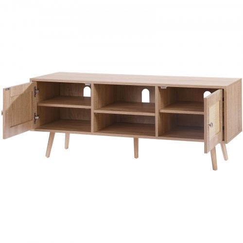Rattan TV Stand Boho TV Cabinet for 55 inch TV Mid Century Modern TV